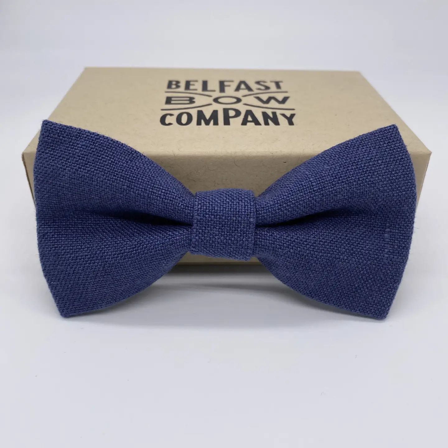 Irish Linen Bow Tie - Navy Blue Made in UK