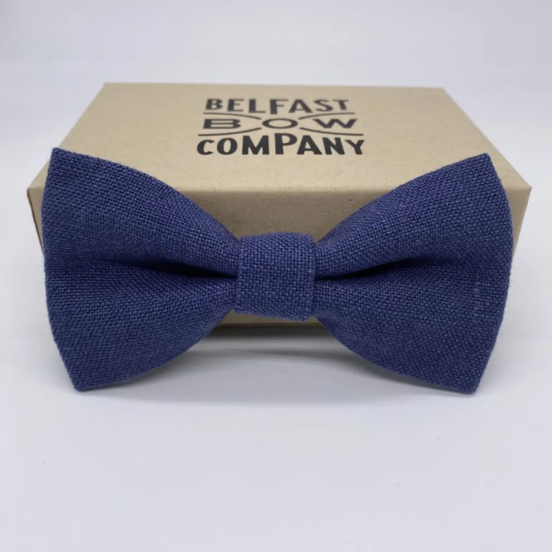 Irish Linen Bow Tie - Navy Blue Made in UK