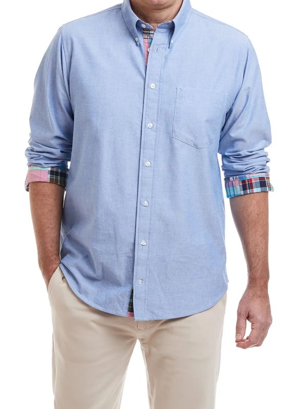 Chase Shirt Blue Oxford with Weston Patch Madras Trim