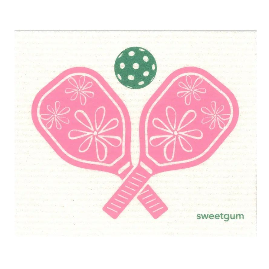 Pink Pickleball Paddles with Green Ball | Swedish Dishcloth
