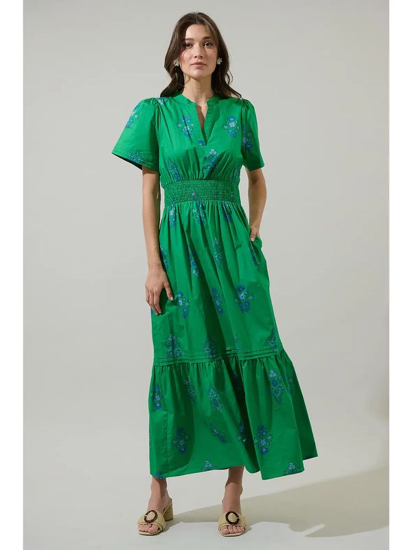 Halina Floral Belraj Poplin Maxi Dress