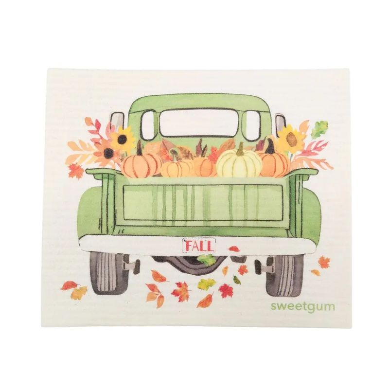 Truck W Pumpkins & Sunflowers Dishcloth