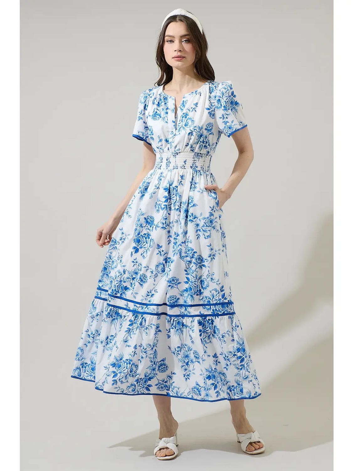 Juba Floral Ordy Smocked Midi Dress