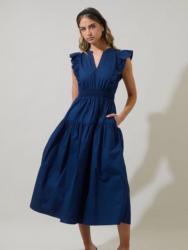 Virna Ruffle Midi Dress