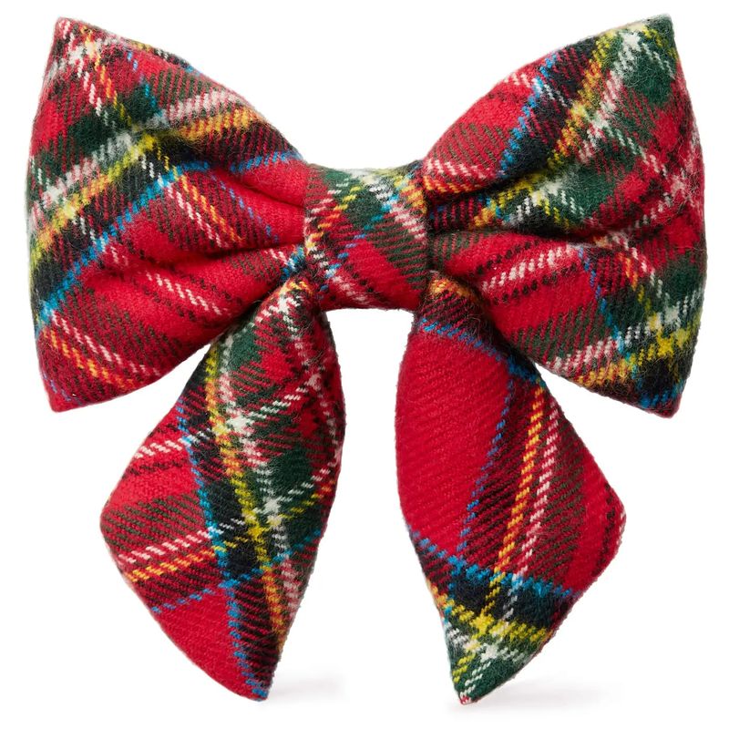 Tartan Plaid Flannel Dog Bow