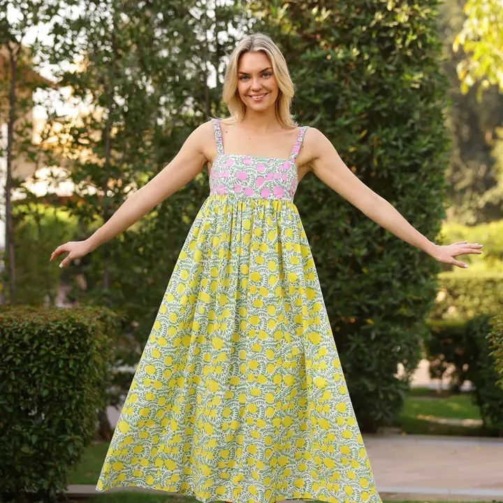 Laguna Sun Dress - Yellow & Pink Lemons
