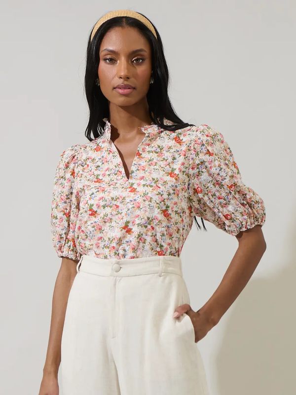 Rayden Floral Daly Split Neck Top