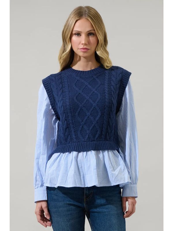 Venus Javelina Cable Knit Sweater Vest Top