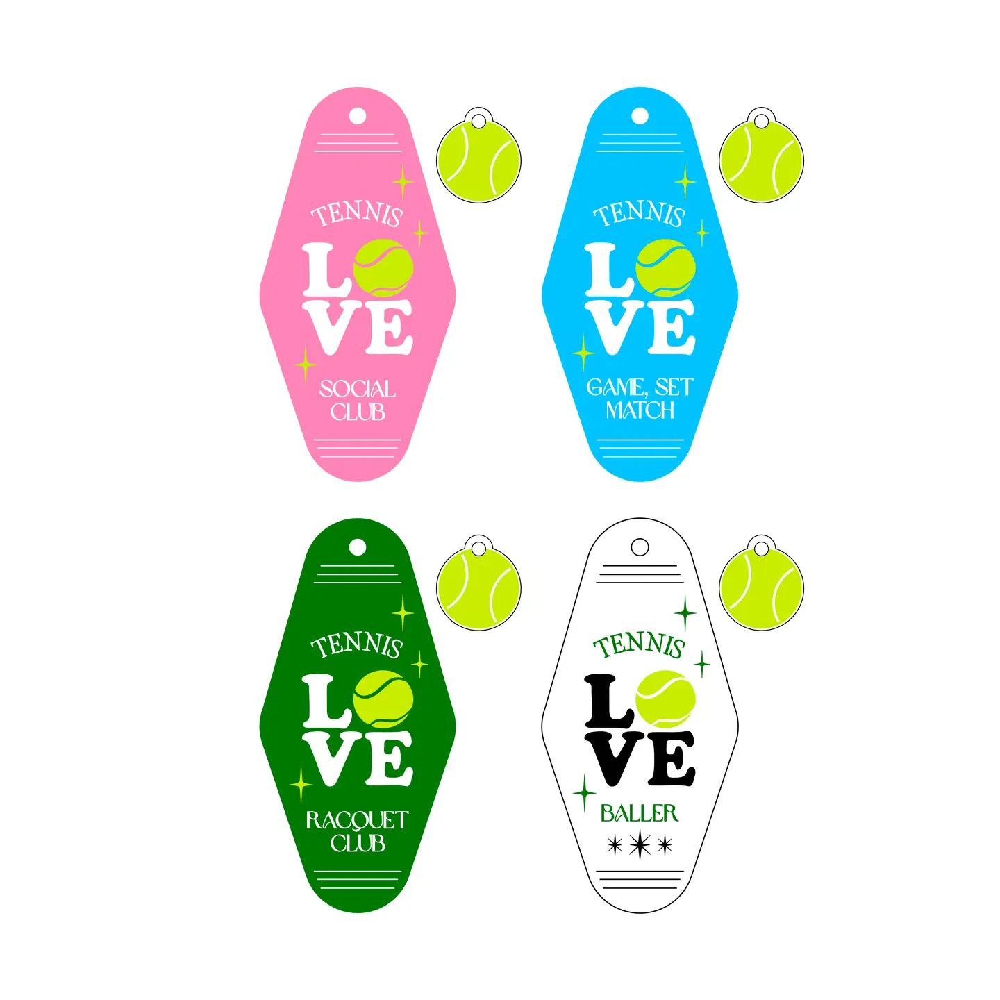 Tennis Vintage Motel Style Acrylic Keychain