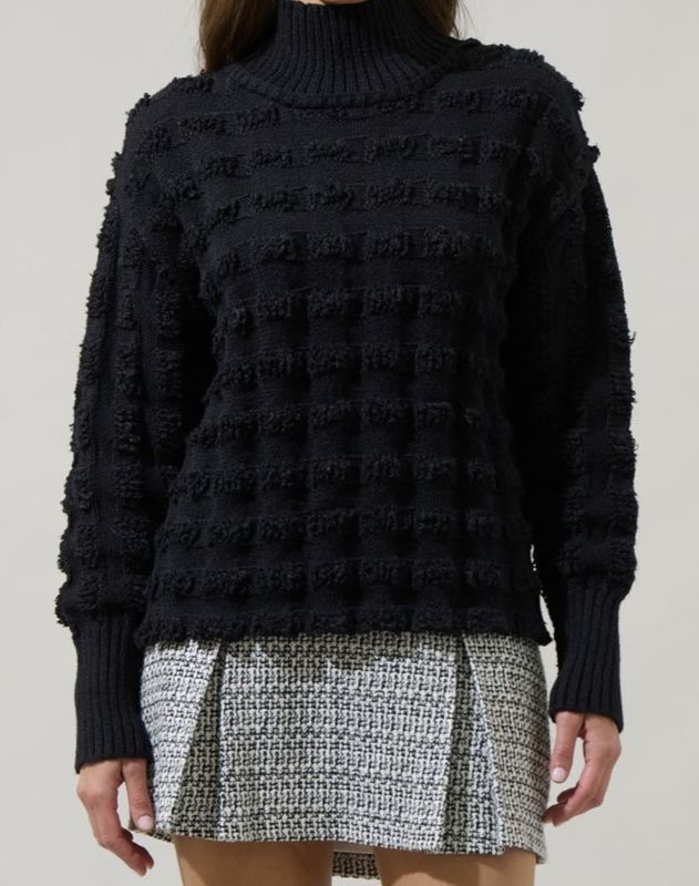 Talia Embroidered Mock Neck Sweater