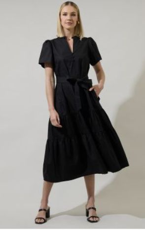 Blate Tiered Midi Dress - Navy