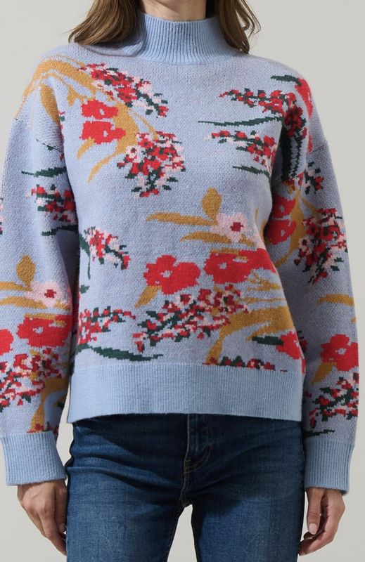 Fifi Floral Mock Neck Sweater