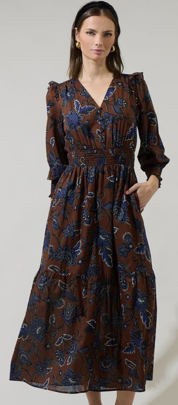 Marlina Floral Norma Long Sleeve Midi Dress