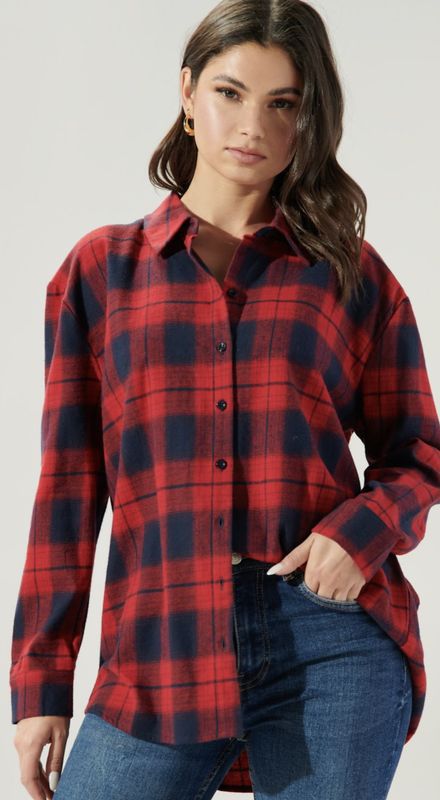 Arlee Plaid Boyfriend Flannel Shirt