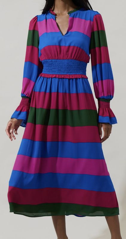 Saige Striped Ria Smocked Maxi Dress