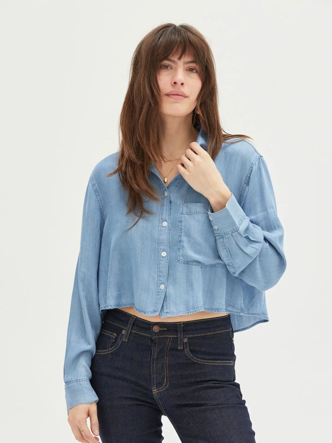 Ellison Button-Up Denim Shirt Medium Blue