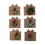 Handmade Wool Felt Wreath Gift Topper with 40"L Yarn Wrap