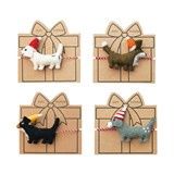 Handmade Wool Felt Dog with Hat Gift Topper & 40"L Yarn Wrap