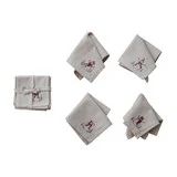 Cocktail Napkins with Snowman & Bird Image, Natural, Set of 4