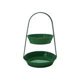 Decorative Metal Ribbed 2-Tier Tray, Green