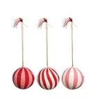 Hand-Painted Paper Mache Striped Ball Ornament & Tassel