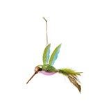 Glass Hummingbird Ornament with Feathers & Glitter