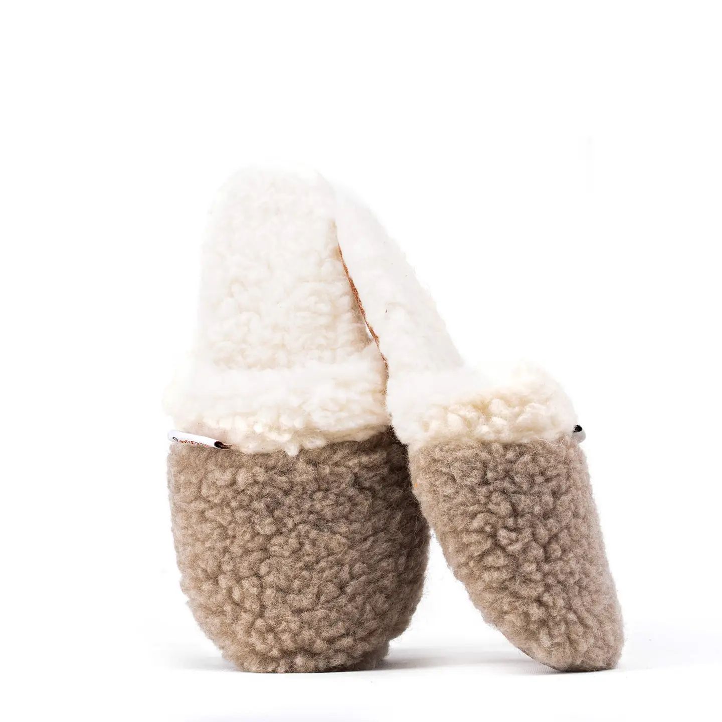 Sherpa Woollen Slipper - Inside White Outside Light Brown