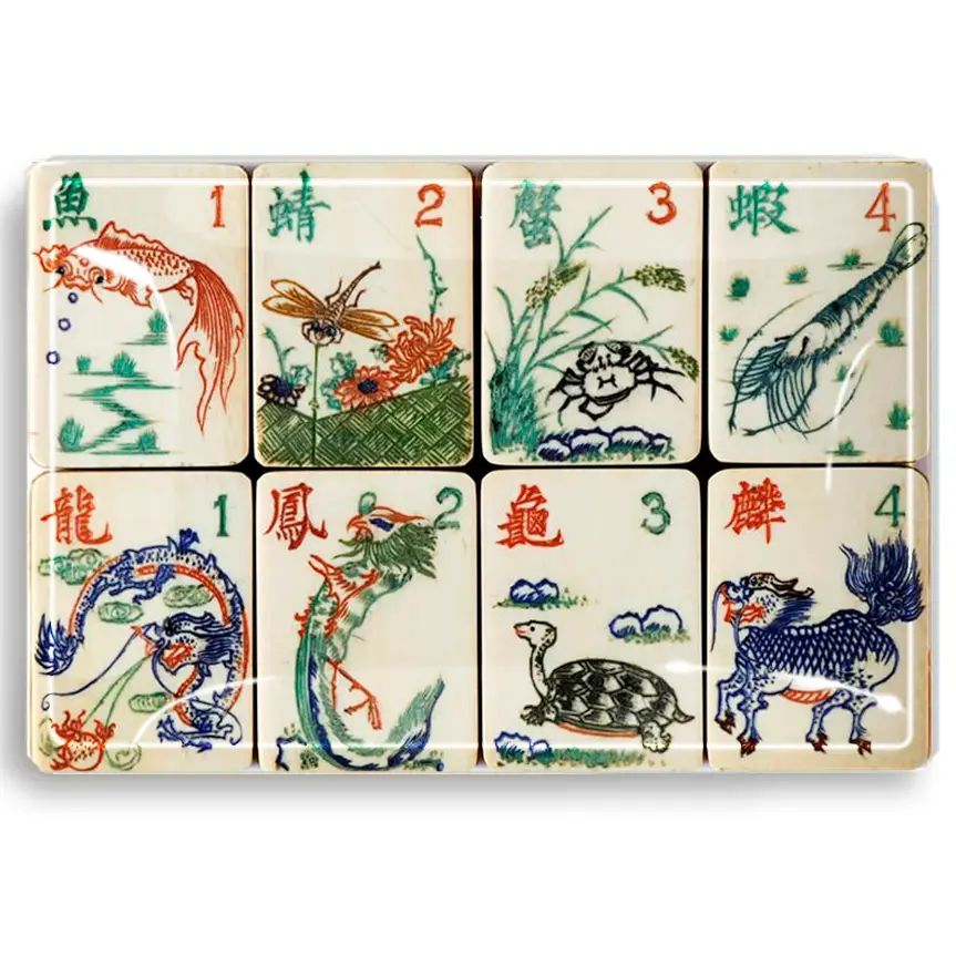 Mahjong #1 Decoupage Glass Tray
