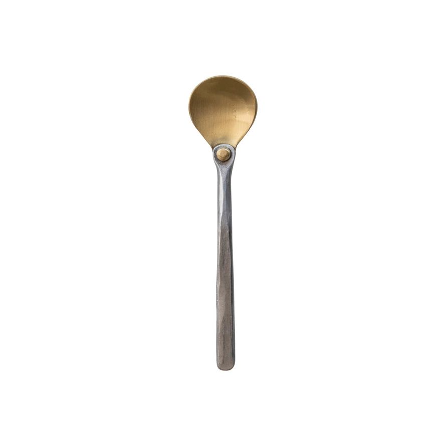 Hammered handle mixed metal spoon