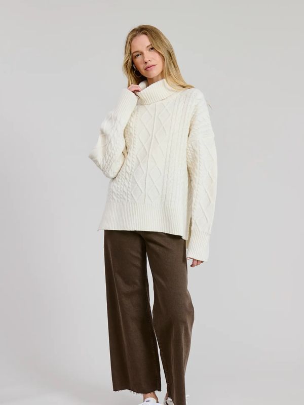 Classic Turtleneck Cable Sweater Pullover