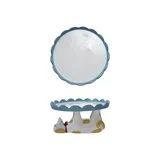 Stoneware Scalloped Cake Stand W/ Dachshund Base