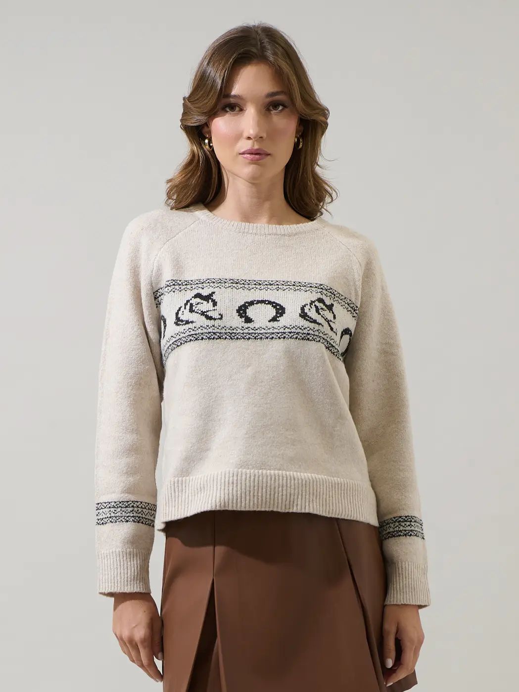 Camelot Horse Raglan Sleeve Sweater