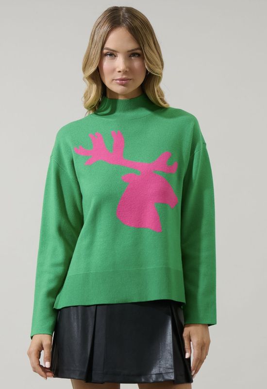 Milly Moose Mock Neck Sweater