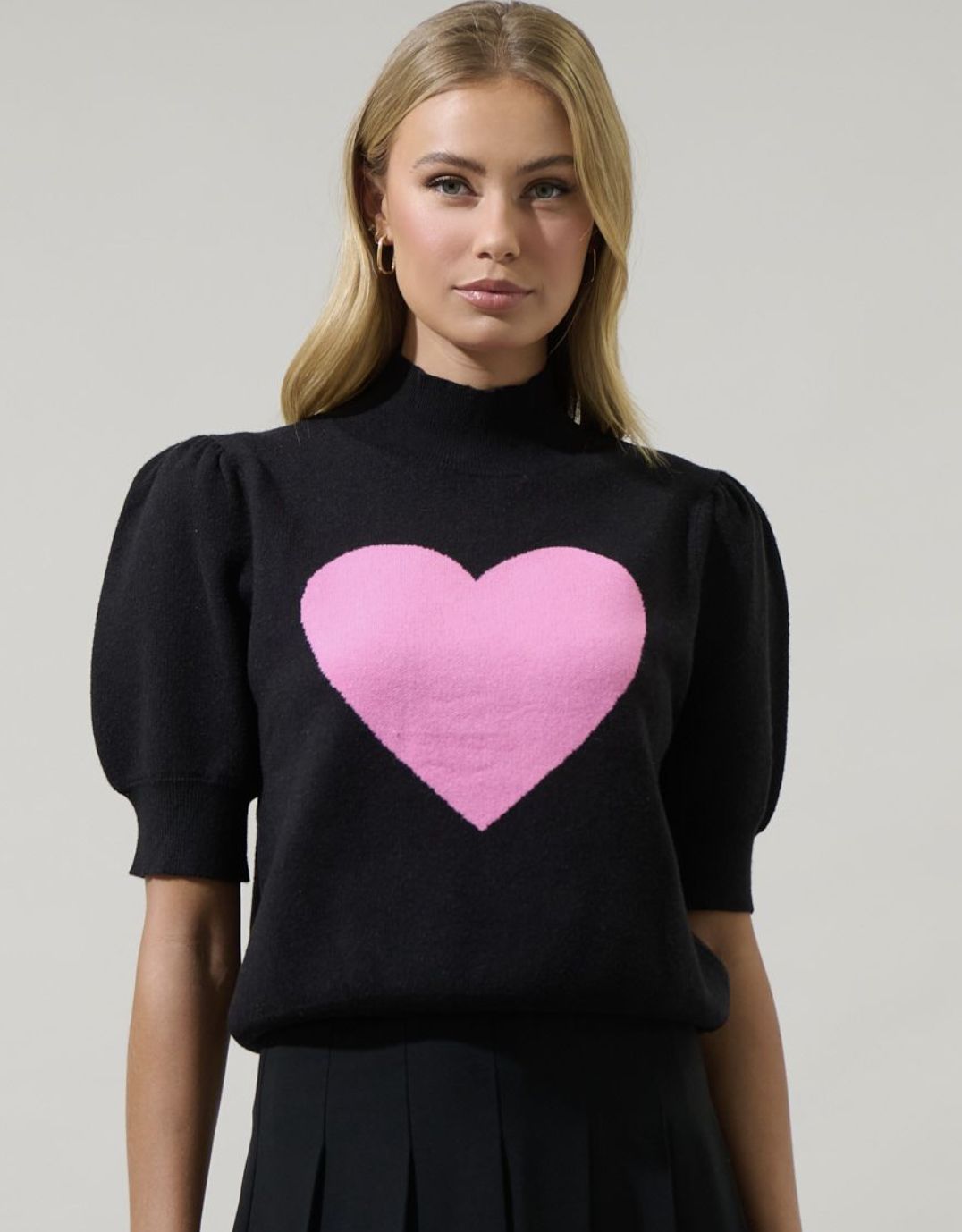 Russel Heart Puff Sleeve Sweater