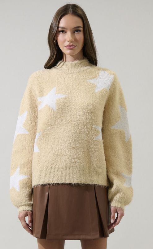 Starry Eyed Eyelash Oatmeal Sweater