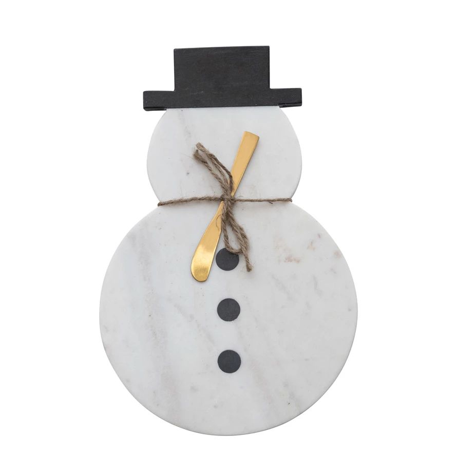 Marble Snowman Shaped Board w/Knife
