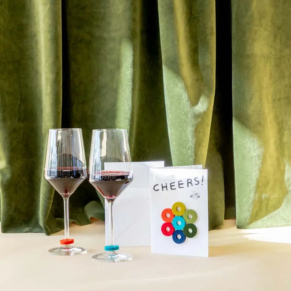 Cheers Wine-Ote's Merino Wool Felt Wine Marker Note Card