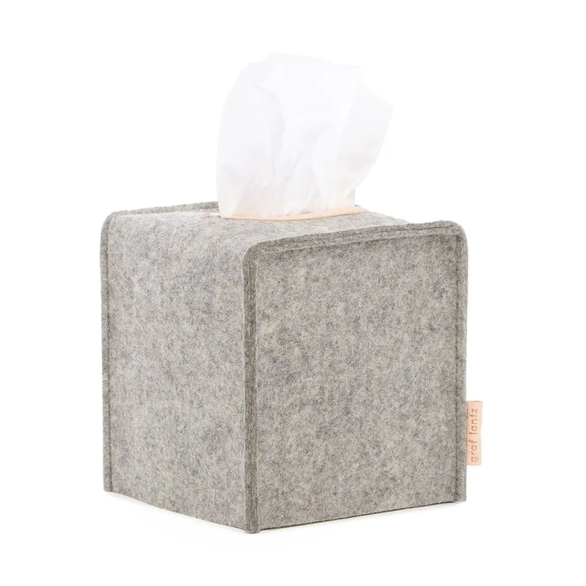 Small Merino Wool Felt Tissue Box Cover Granite