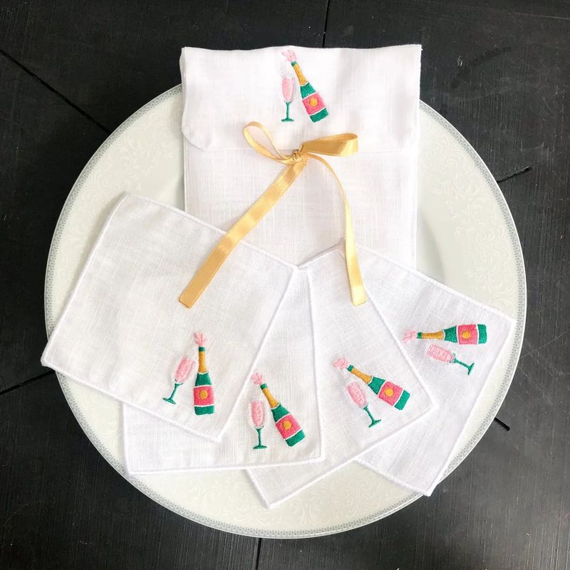 Celebration Champagne Cocktail Napkins S/4