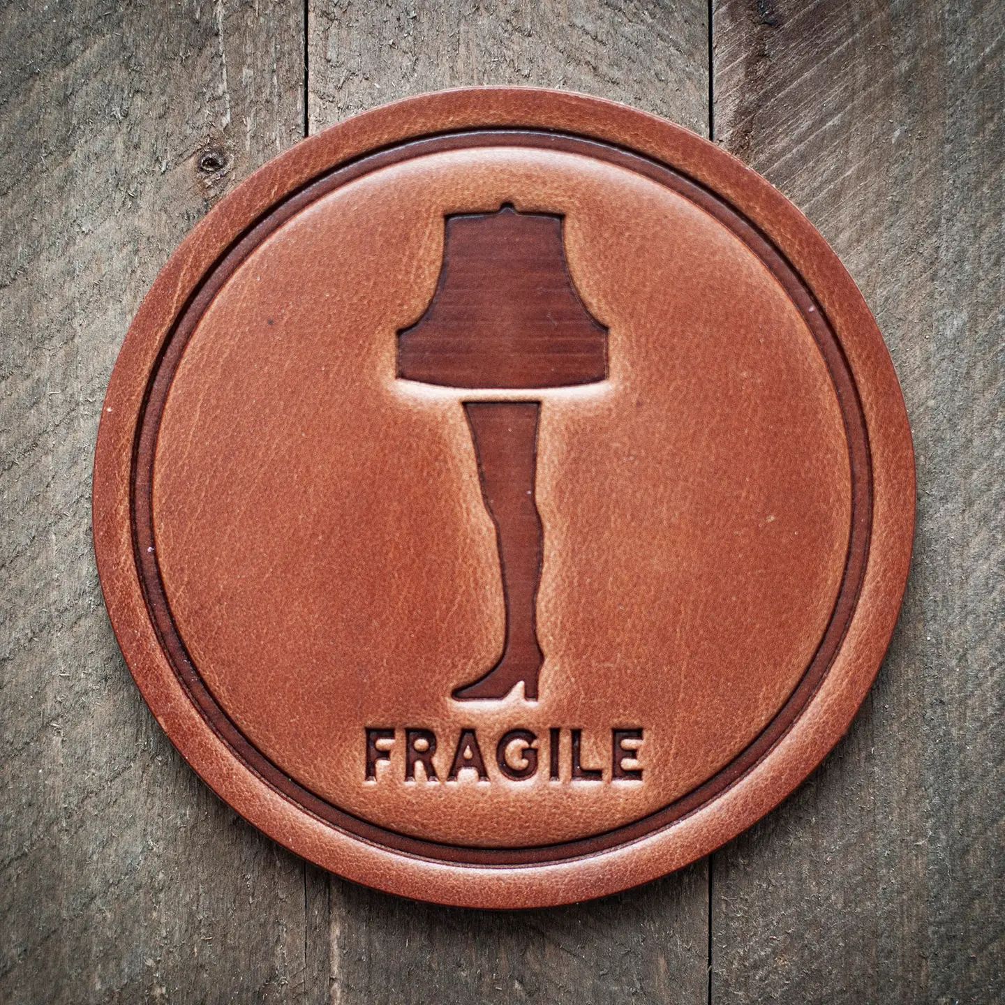 Fragile Leather Coaster