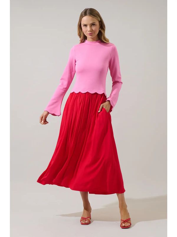 Zenie Color Block Midi Dress