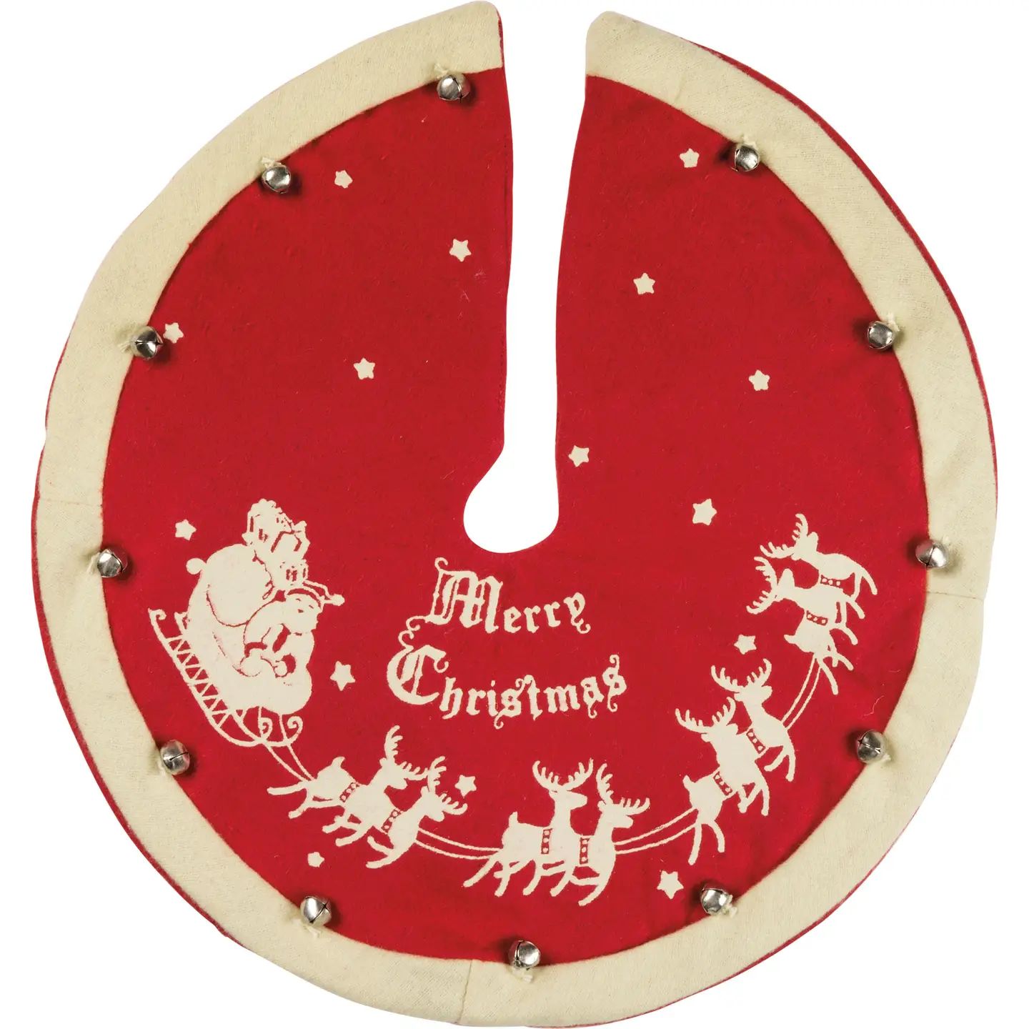 Santa and Sleigh Small Vintage Tree Skirt