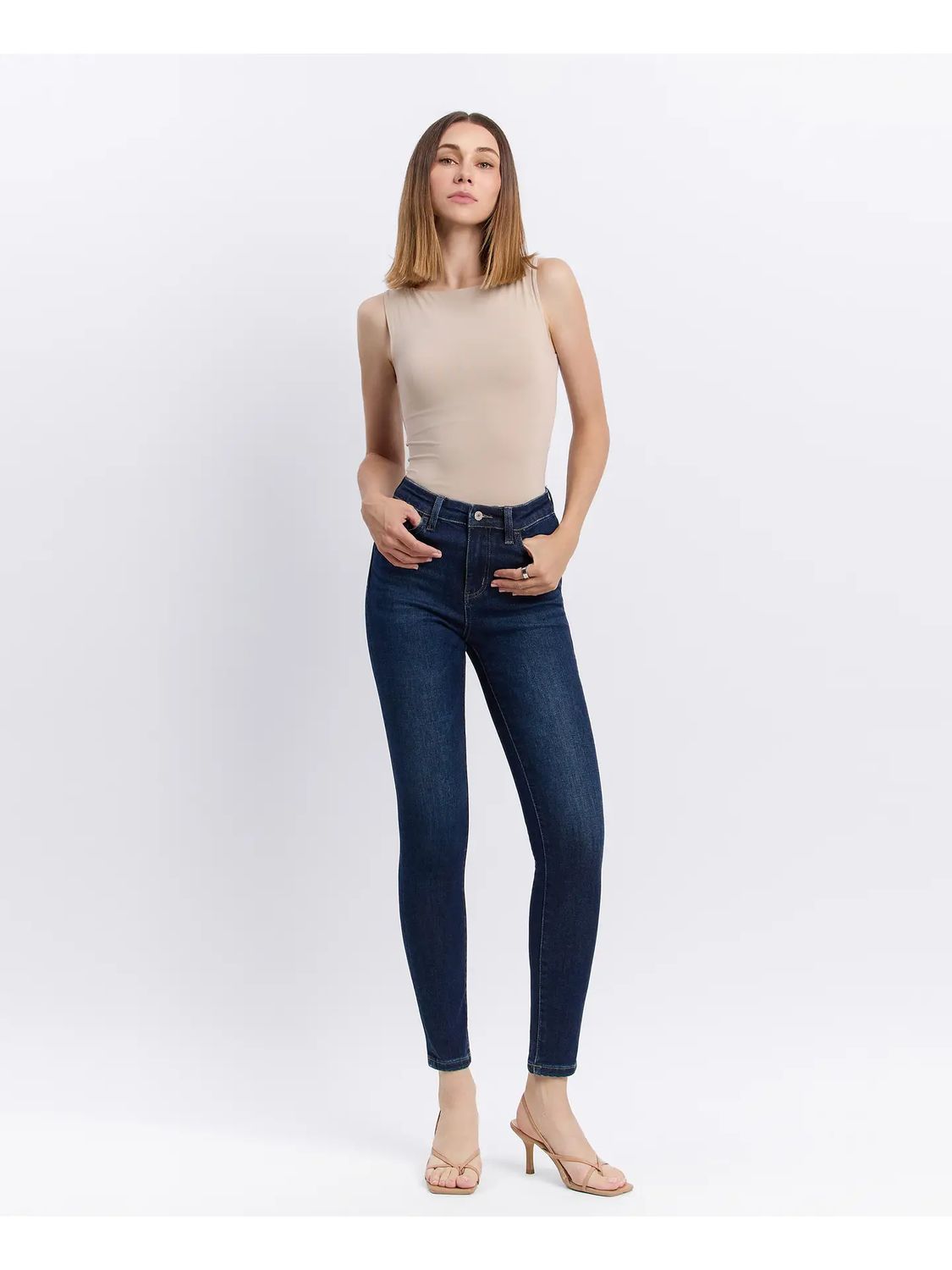 High Rise Ankle  Skinny Jean Dark Wash