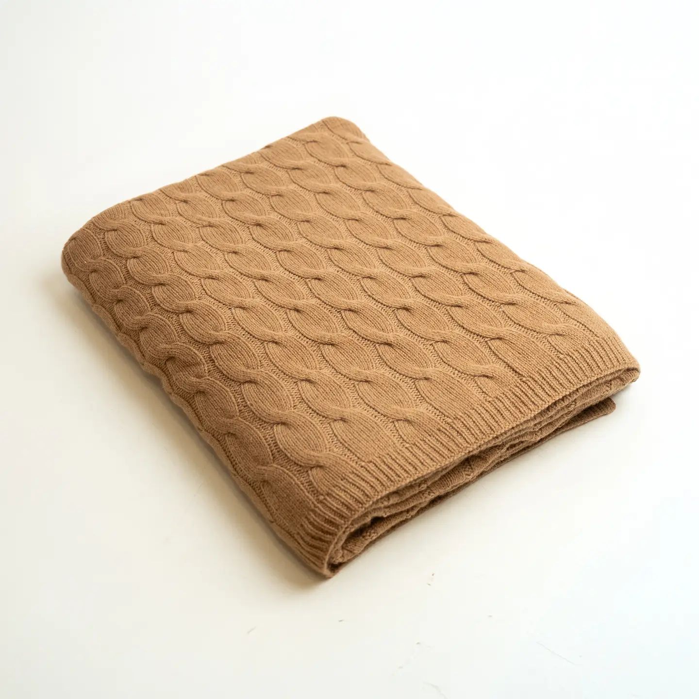 100% Pure Camel Cashmere Cable Knitting Blanket