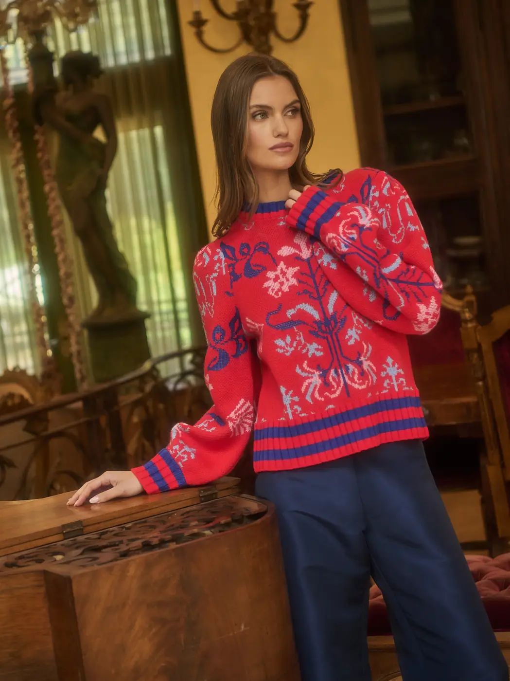 Almila Pleated Long Sleeve Sweater