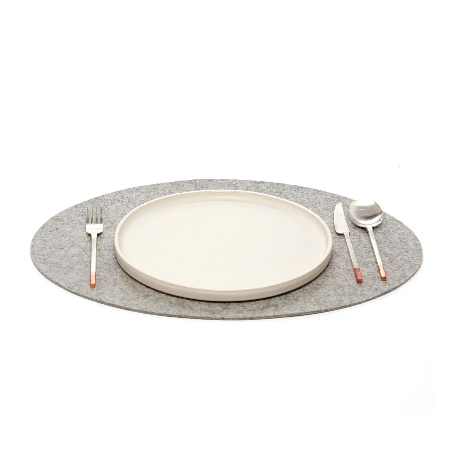 Oval Merino Wool Felt Placemat Granite