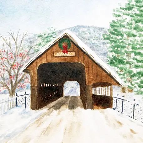 Middle Covered Bridge in Winter- Medium