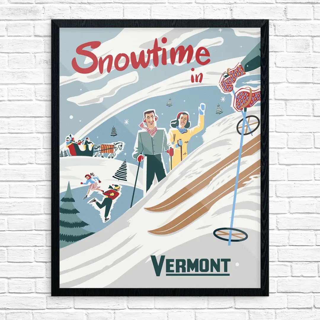 11 X 14 Snowtime in Vermont Framed