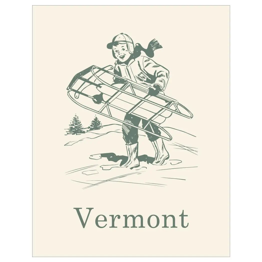 2.5 X 3.5 Vermont Boy & Sled Magnet