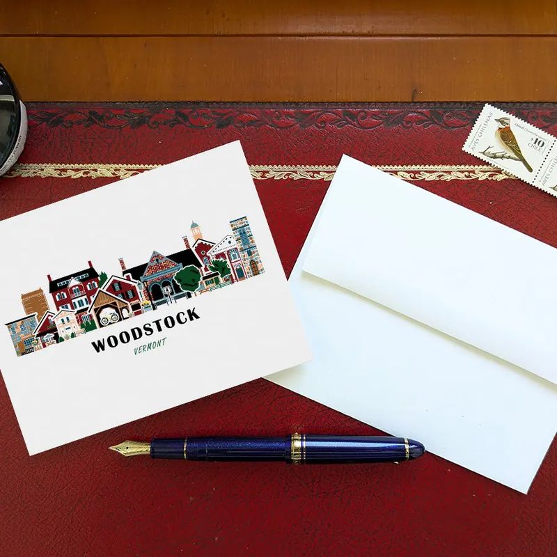 Woodstock Vermont Cityscape Blank Greeting Card